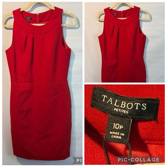 Talbots Sheath Dress Size 10P Petites Sleeveless Red Peplum Pleated NWT - Picture 1 of 11